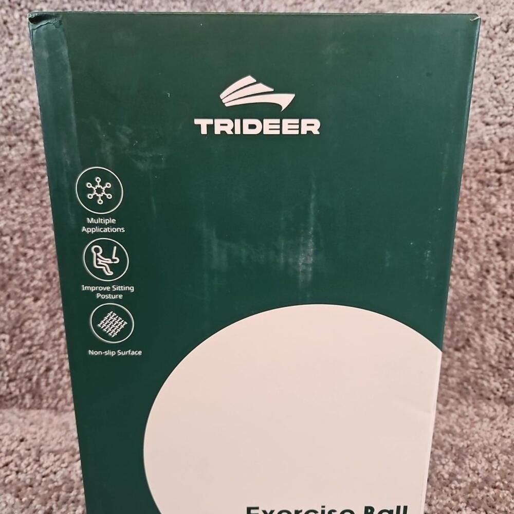 Trideer Extra Thick Black Yoga Ball (23-26") with Pump - Balance & Pregnancy
